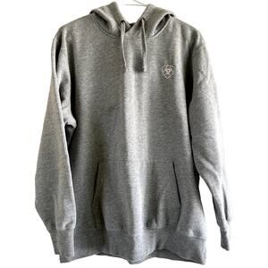 Ariat Embroidered Logo Hoodie Jacket Pullover Kangaroo Pocket Cotton Gray XL